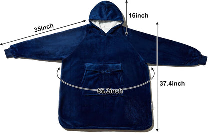Krifey Wearable Blanket Hoodie, Oversized Sherpa Hooded Blanket for Adults | Soft sherpa fleece with sleeves and pocket; oversized fit for lounging, WFH, camping, Christmas and white elephant gifts.