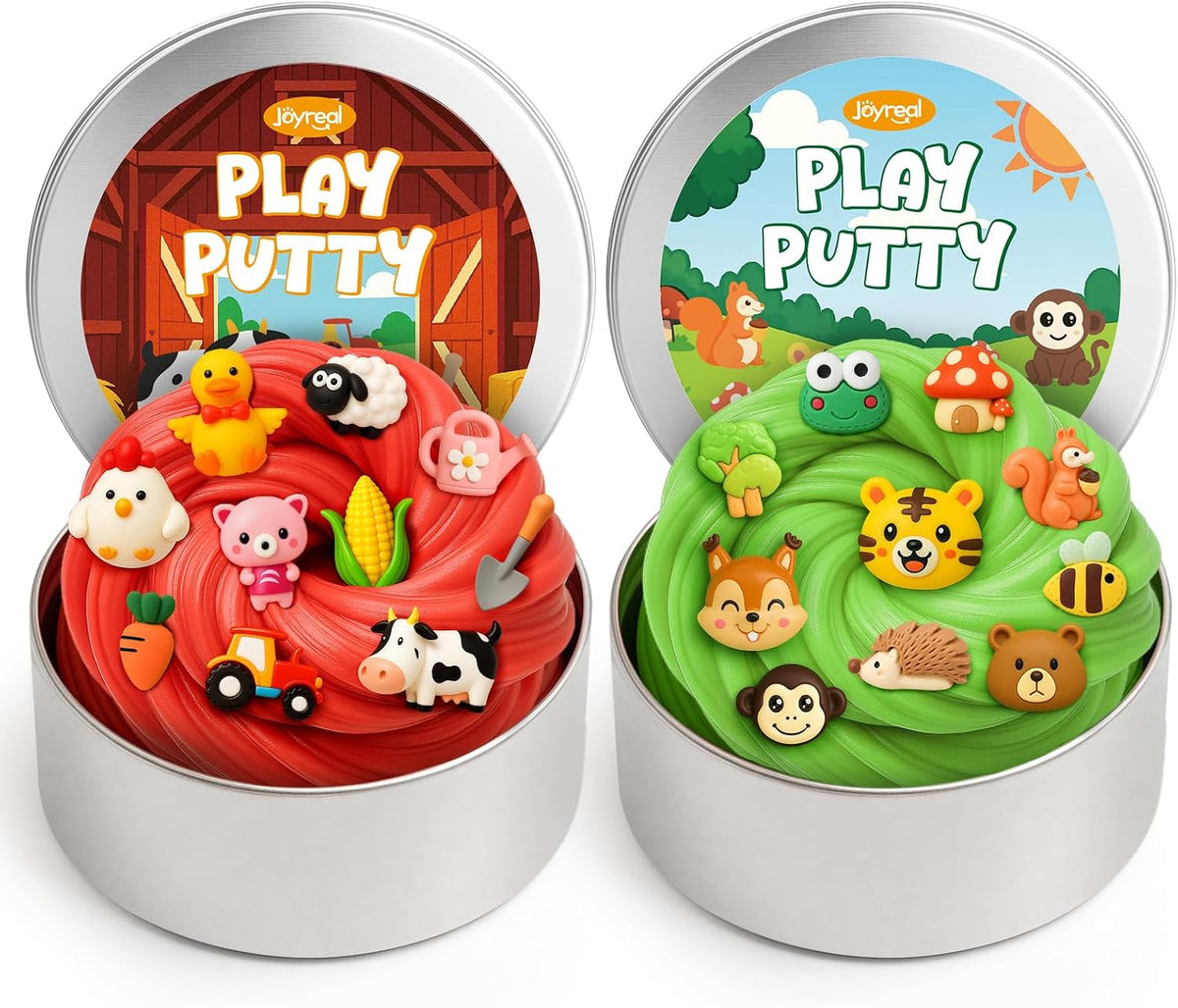 2 Pack Therapy Putty for Kids – Farm & Forest Theme Sensory Putty with Medium and Soft Resistance, Occupational Therapy Putty for Hand Exercises, Fine Motor Skills, Autism Sensory Play
