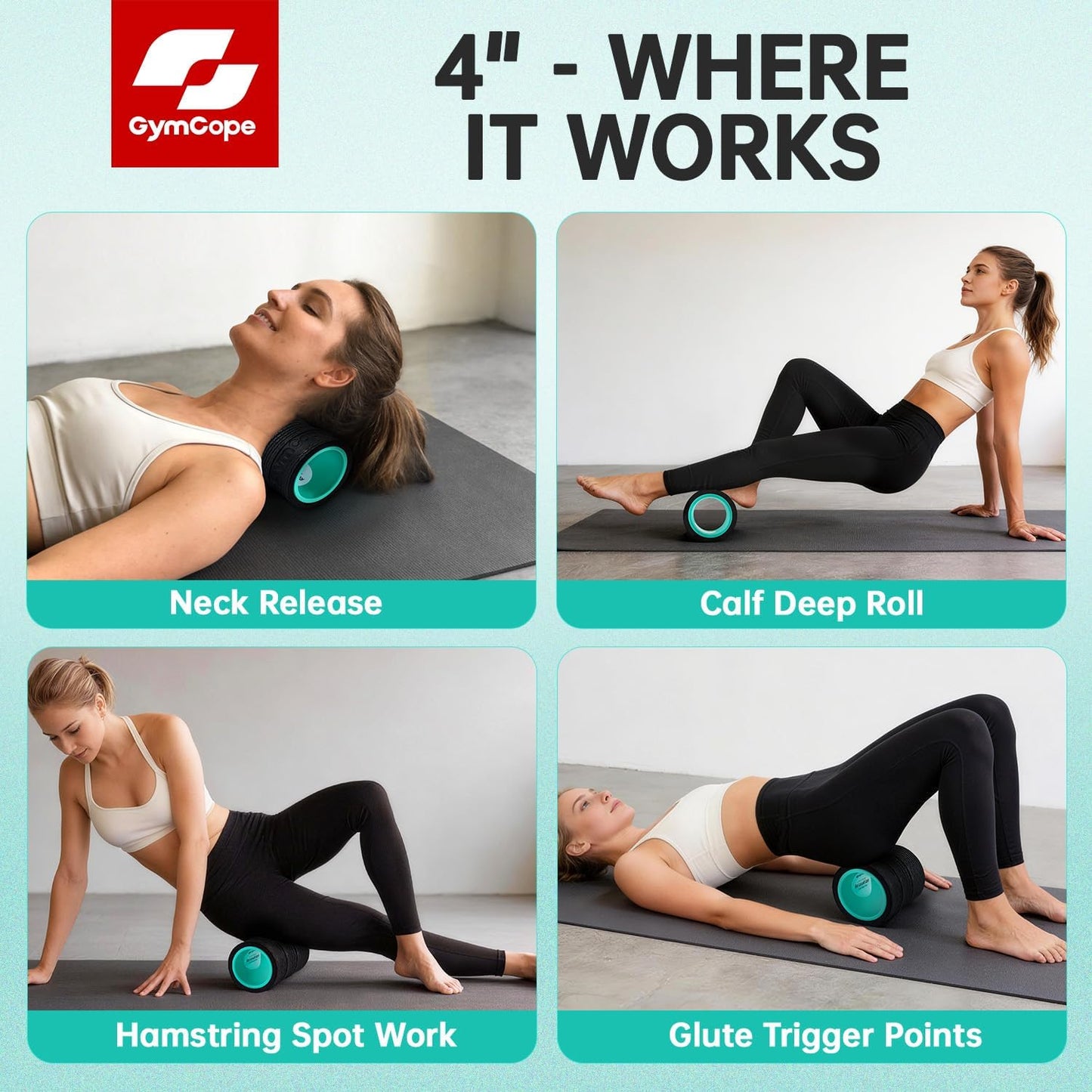 Back Wheel Foam Roller – Targeted Back & Neck Relief, Lumbar Spine Stretcher, Spinal Decompression Back Stretcher, Massage Roller with Density Foam for Physical Therapy, Supports 500lbs