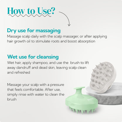 HEETA Hair Scalp Massager Shampoo Brush 2 Pack, Soft Silicone Bristles to Remove Dandruff, Waterproof Hair Scrubber for Both Wet Dry Use, Suitable for Men & Women (Green & Black)