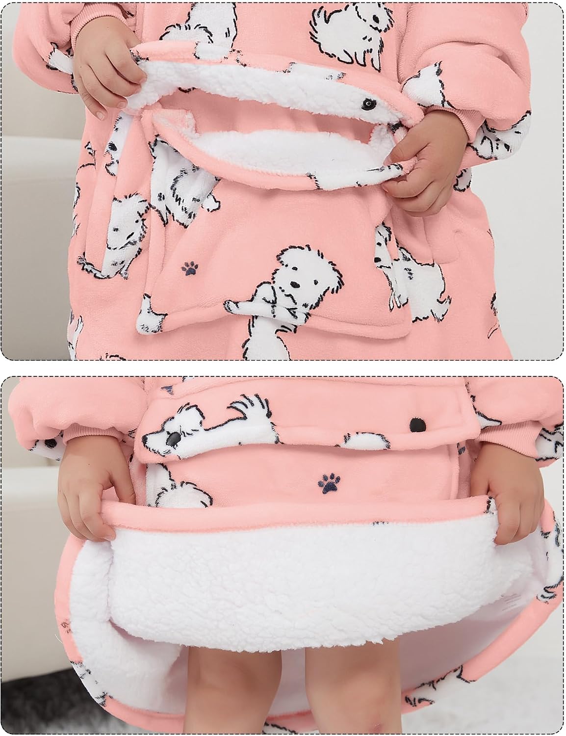 KFUBUO Wearable Blanket Hoodie for Adults Sherpa All Patterns Cat Oversized Sweatshirt Blanket with Pockets for Women