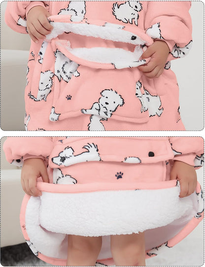 KFUBUO Wearable Blanket Hoodie for Adults Sherpa All Patterns Cat Oversized Sweatshirt Blanket with Pockets for Women