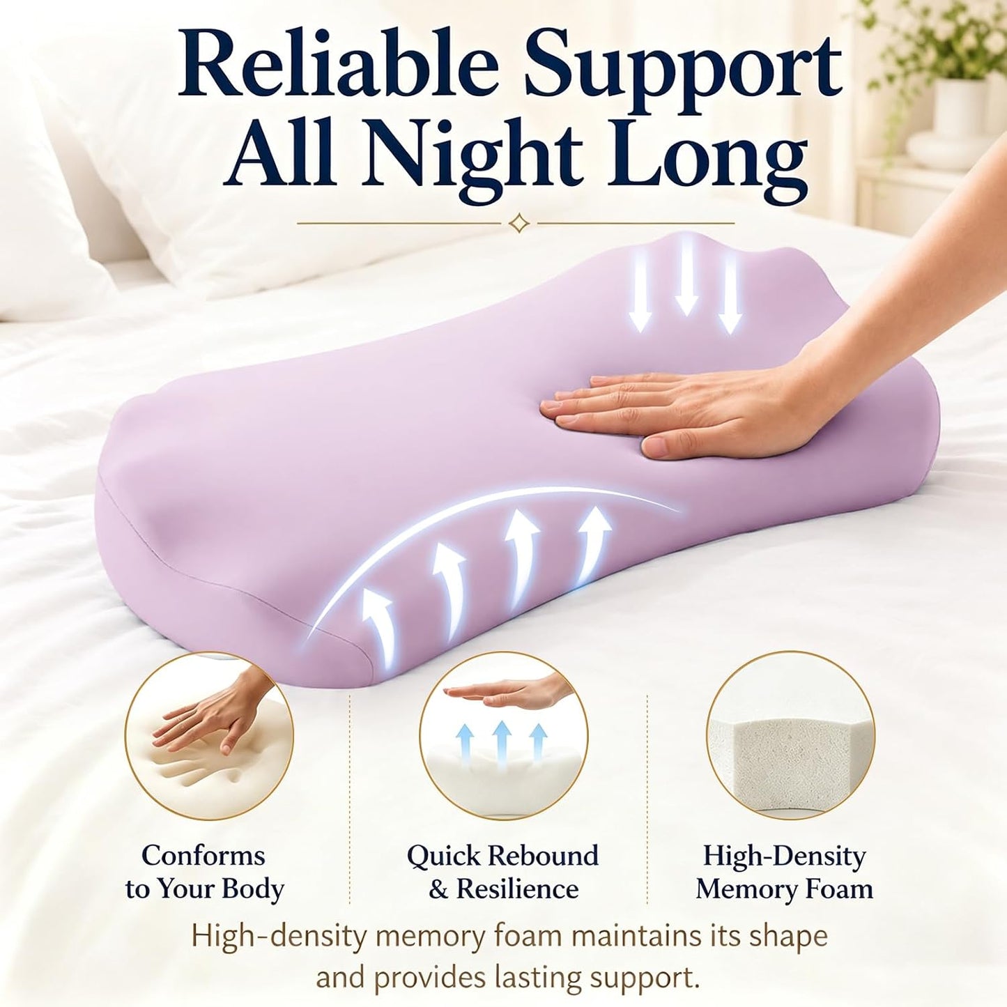 Fledano Lumbar Pillow for Sleeping, Lumbar Support Pillow for Bed for Back Pain Relief, Memory Foam Lower Back Pillow for Bed, Back Support Pillow for Side & Back Sleepers, Washable Cover