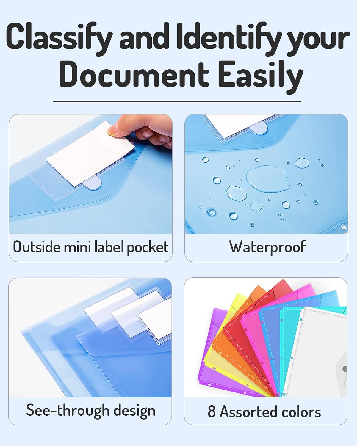 Forvencer Binder Pocket, Super Heavyweight Plastic Binder Folders