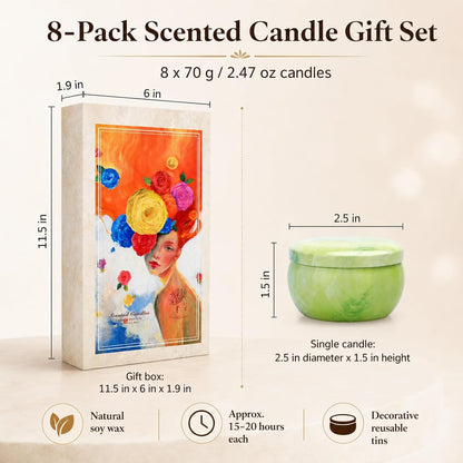 Scented Candles Gift Set for Women, 4 Pack Soy Wax Candles in Classic Bohemian Tins, Aromatherapy Candle Set, Birthday Gifts for Mom, Thank You Gifts