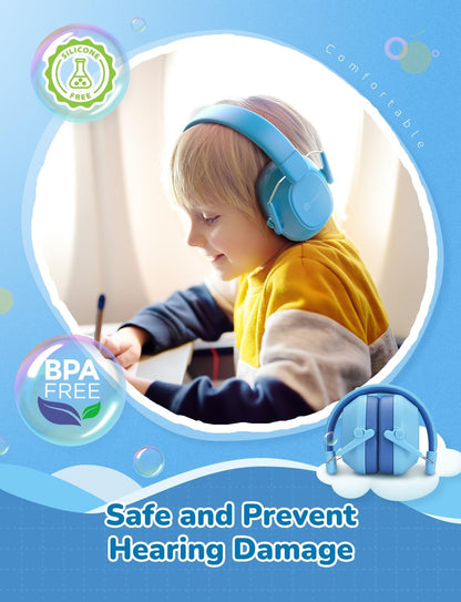 iClever Noise Cancelling Headphones for Kids Adults, SNR 29dB Safety Noise Reduction Ear Muffs for Autism Sensory &Concentration Aid, Ear Hearing Protection for Fireworks/Event/Monster Jam/Concert