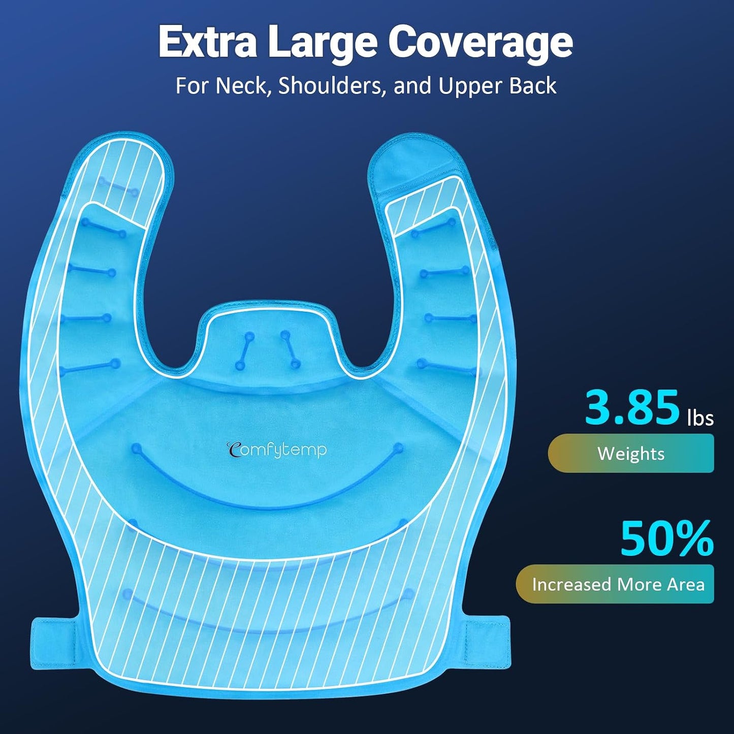 Comfytemp Large Ice Pack for Neck Shoulders Upper Back Pain Relief with Straps, Reusable Gel Ice Wrap Hot Cold Compress Therapy Recovery for Upper Back, Cervical Injuries, Rotator Cuff (Large, Blue)