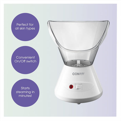 True Glow by Conair Moisturizing Mist Facial Steamer, Warm Steam Face Sauna for Deep Pore Cleansing & Hydration, Home Spa Skin Care System, Model MDF8