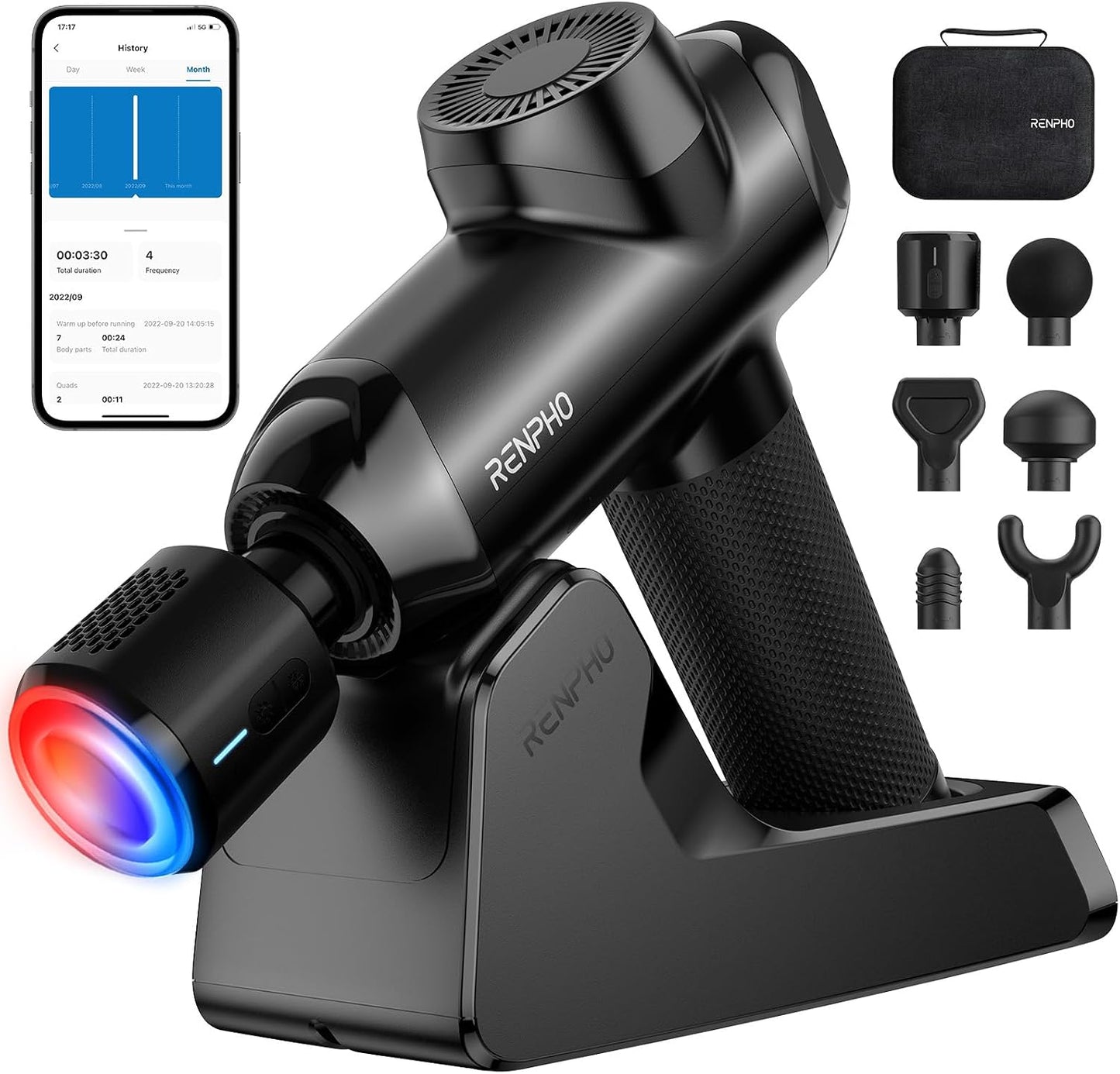 RENPHO Active Thermacool 2 Massage Gun with Heat and Cold, [2026 Upgraded] Handheld Percussion Deep Tissue Neck Back Muscle Massager, FSA Approved Gifts for Men Him Athletes Women Her HSA