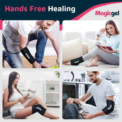 Magic Gel Elbow Ice Pack Wrap – Reusable Knee and Arm Sleeve - Hot & Cold Freeze Therapy Wrap for Targeted Areas – Compact Compression Fit for Knees, Calf, Joints, Tennis