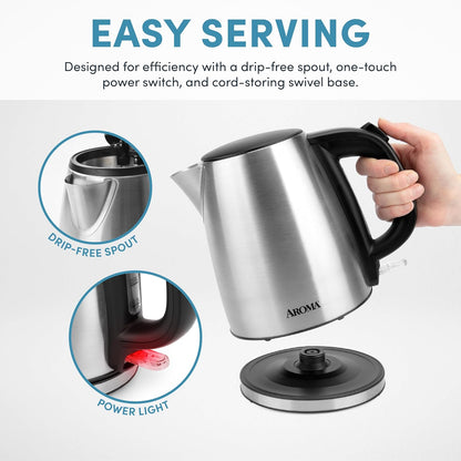 Aroma Housewares 1.0L / 4-cup Stainless Steel Electric Kettle (AWK-267SB)
