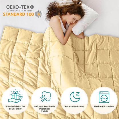 L'AGRATY Weighted Lap Pad 7lb: Small Weighted Blanket for Adults - Cooling Portable Travel Blanket for Relaxation Sleeping - Washable All-Season (29" x 24")