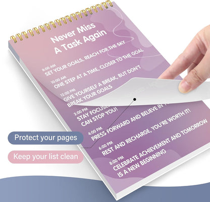 104 Pgs To Do List Notepad - Daily Planner Notepad Undated 52 Duplex-Printed Undated Sheets Tear Off, 6.5" x 9.8" Checklist Productivity Organizer with Hourly Schedule for Tasks