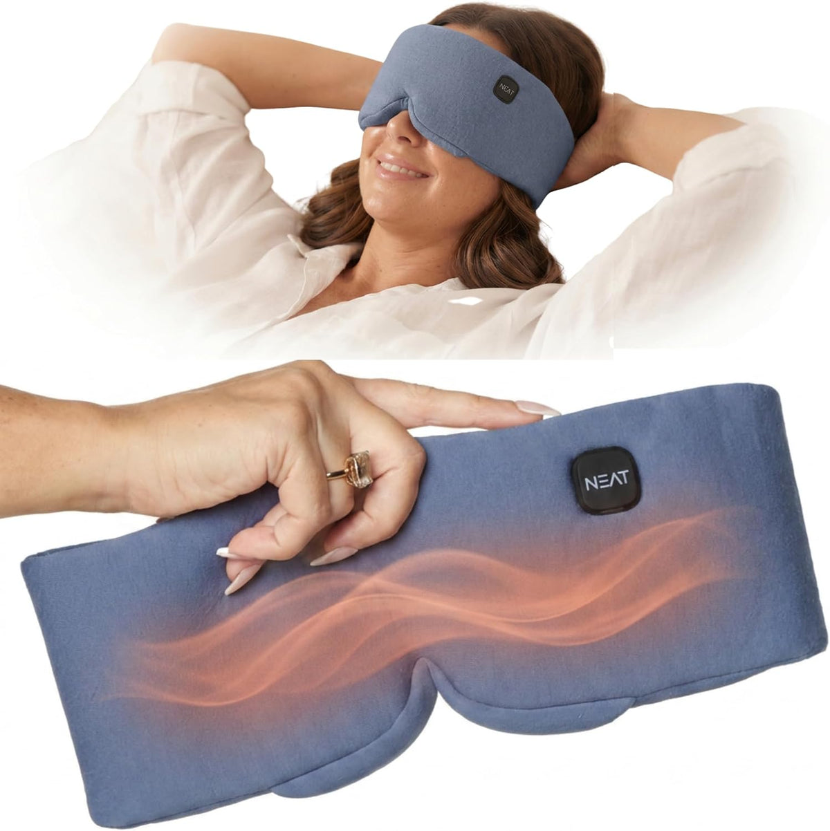 Heated Eye Mask – Cordless Electric Warm Eye Compress for Dry Eyes, Stye & Eye Strain Relief – 4 Heat Settings, Rechargeable, Light-Blocking, Blackout, Washable Cover (Sunset Rose)