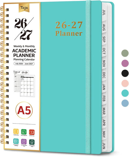 Planner 2026-2027, 8.5" x 11" Weekly and Monthly Academic Year Planner Calendar, July 2026 - June 2027, Hardcover Large School Planning Agenda With Tabs, Perfect for School & Office Supplies, A4, Green
