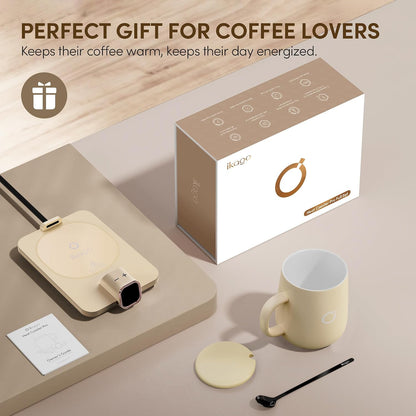 Coffee Cup Warmer & iKago Mug Set, 1℉ Precise Temp Control Mug Warmer
