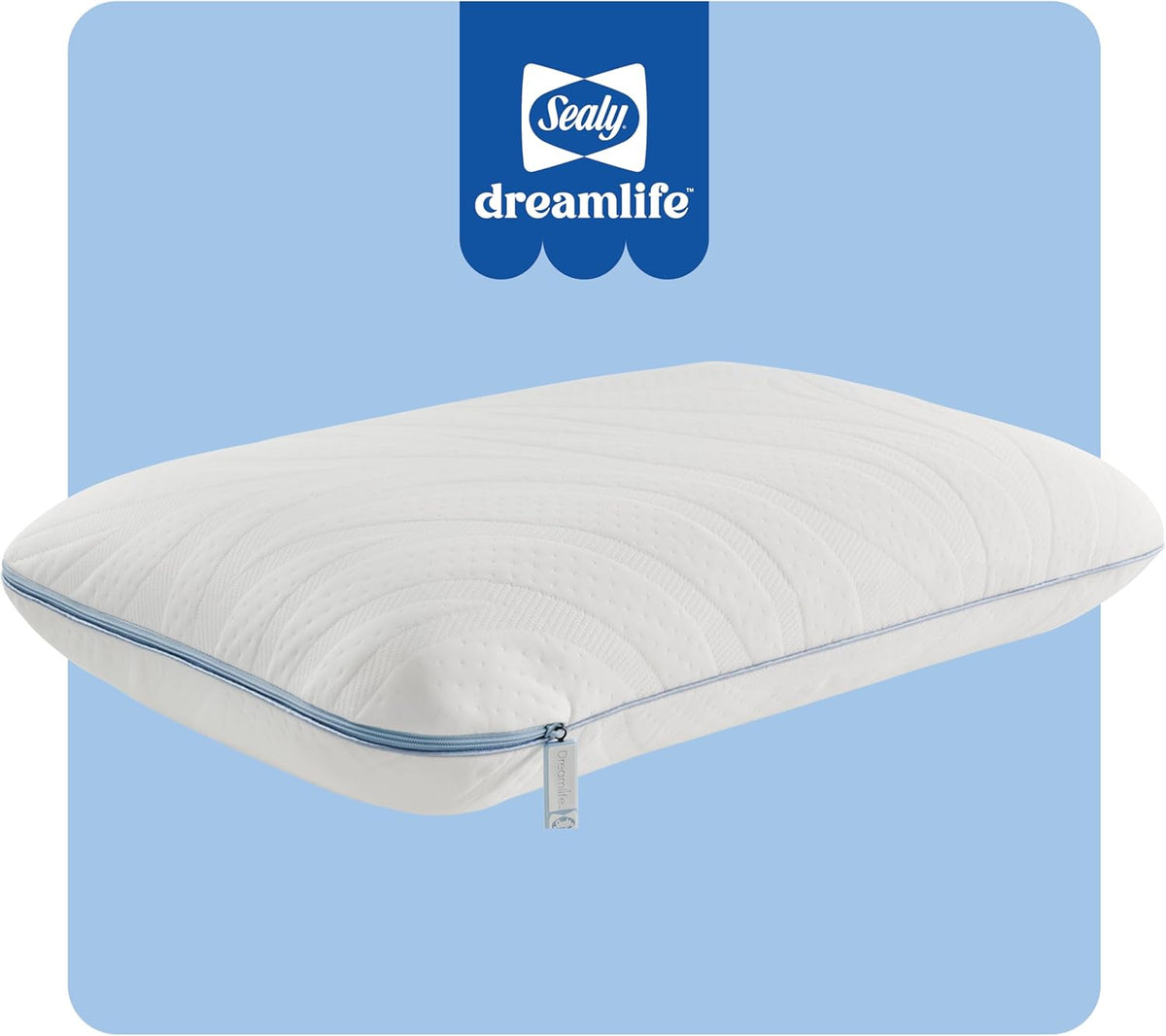 Sealy Dreamlife Queen Size Memory Foam Cooling Pillow with Surface Guard Technology, Removable Machine-Washable Cover, 1 Year Limited Warranty, White (2 Pack)