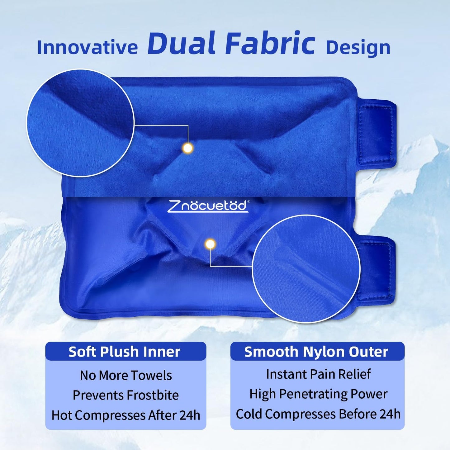 ZNÖCUETÖD Enhanced Knee Ice Pack Wrap 2 Pack for Pain Relief, Large Gel Ice Pack for Knee Leg Injuries Reusable with Cold Compression for Tendonitis, Arthritis, Swelling, Bruises, Surgery Recovery