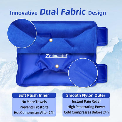 ZNÖCUETÖD Enhanced Knee Ice Pack Wrap 2 Pack for Pain Relief, Large Gel Ice Pack for Knee Leg Injuries Reusable with Cold Compression for Tendonitis, Arthritis, Swelling, Bruises, Surgery Recovery