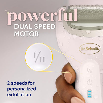 Dr. Scholl's Pedi Perfect Electric Foot Callus Remover, Waterproof, Rechargeable with x2 Roller Heads, Removes Hard Skin for Soft Beautiful Feet, 90 Minute Run Time, Dust Catcher, Pedicure Tools