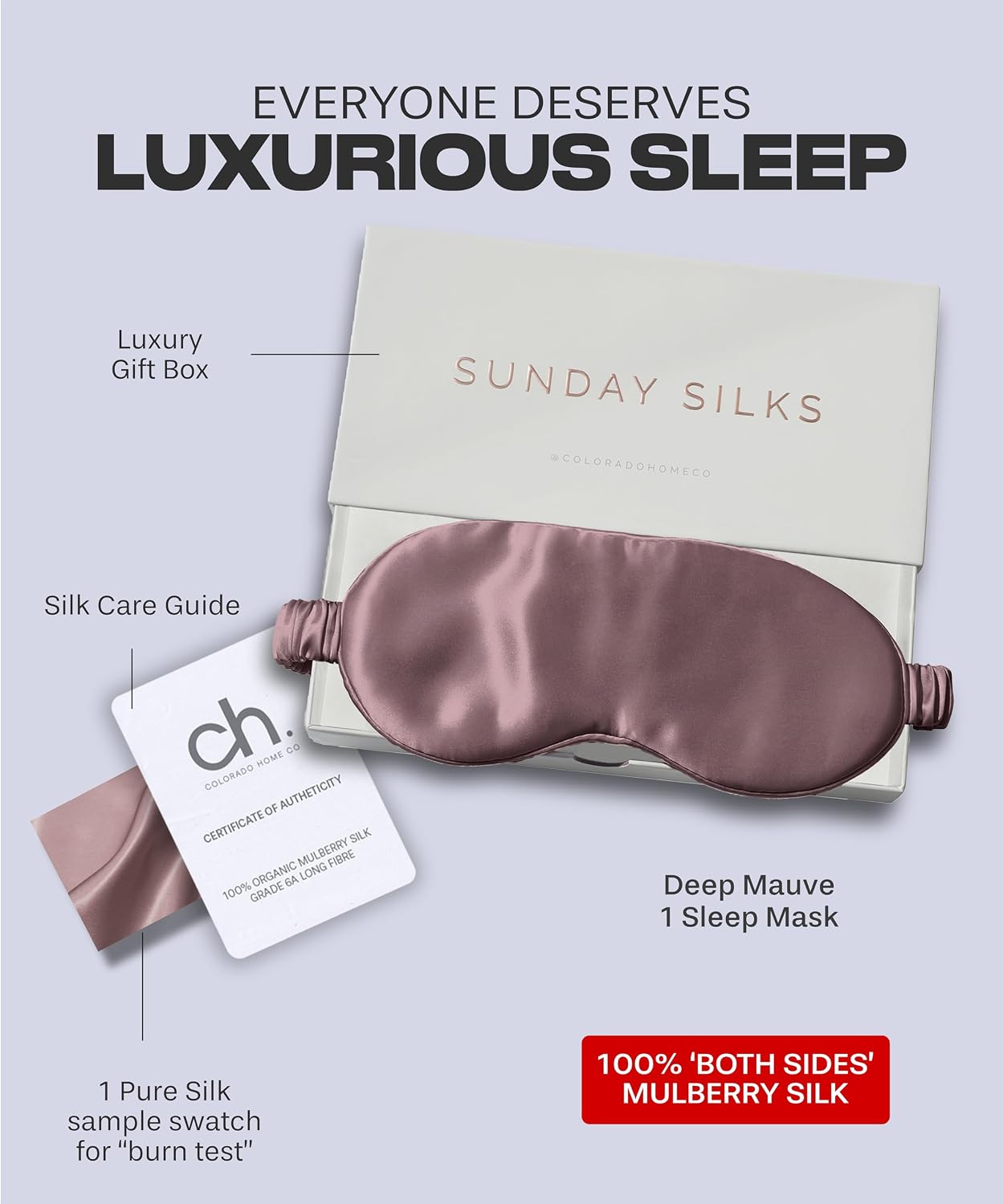 SUNDAYSILKS™ | Adjustable Silk Sleep Mask for Side Sleeper | Cloud-Like Comfort, Weighted for Deep Sleep | Soft Sleep Face Mask for Women & Men, Full Blackout, Cooling Silk Eye Mask for Sleeping