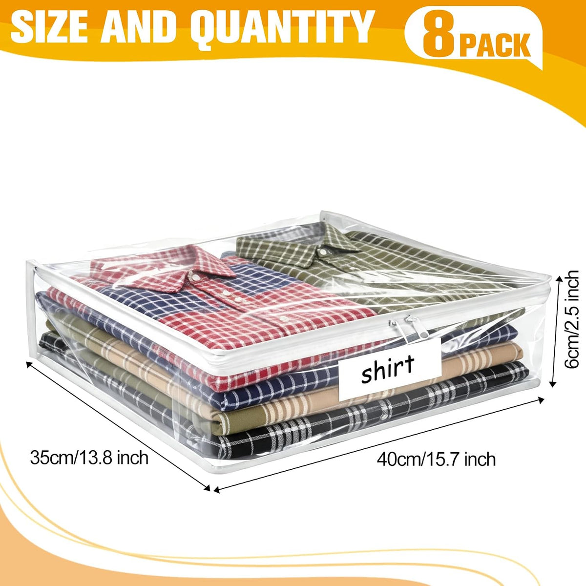 Plastic Storage Bags with Easy-Glide Zipper, Durable Clear Vinyl Zippered Storage Bags for Clothes Sweaters Comforters Blankets Sheets Bedding (15.7 x 13.8 x 3.9 Inch, Transparent White)