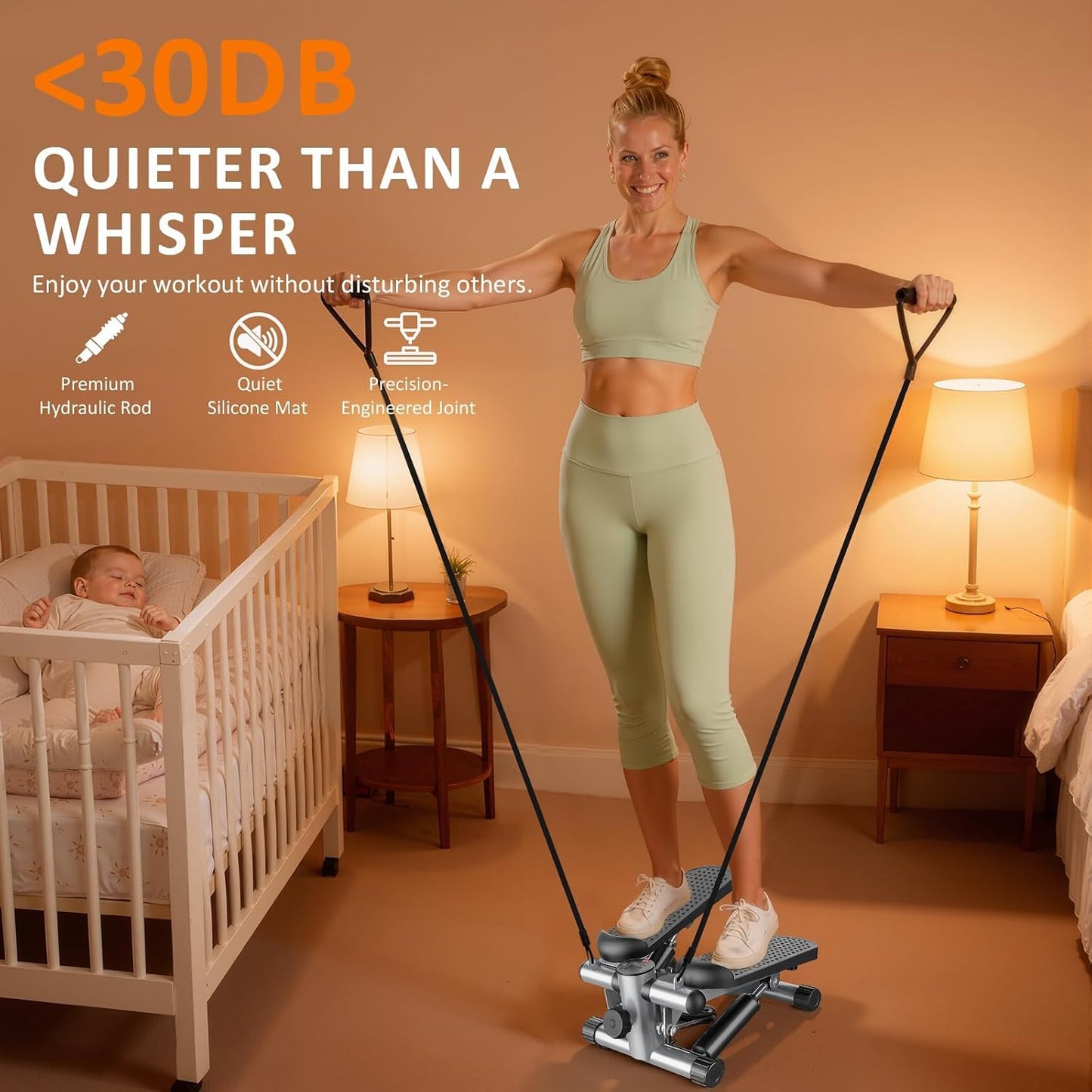 Stair Stepper with Resistance Bands for Home Exercise, Mini Stepper Machine for Indoor Fitness, Portable Home Gym Stepper for Full Body Workout, 300LBS Capacity