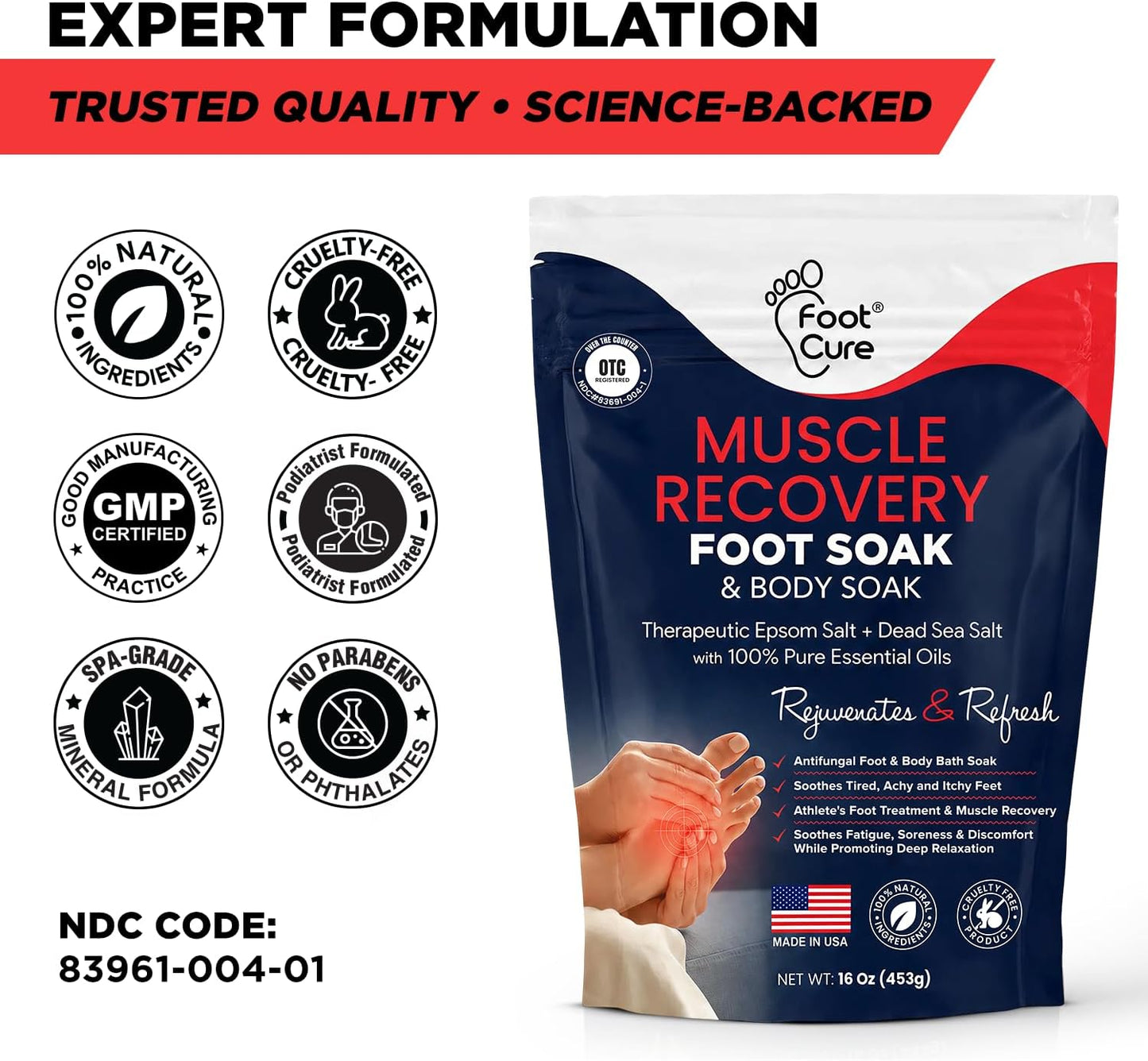 FOOT CURE Tea Tree Oil Foot Soak with Epsom Salt - Best Toenail Fungus Treatment, Athletes Foot & Softens Calluses - Soothes Sore & Tired Feet, Fungal Toe, Foot Odor Scent, Spa Pedicure (Pack of 2)