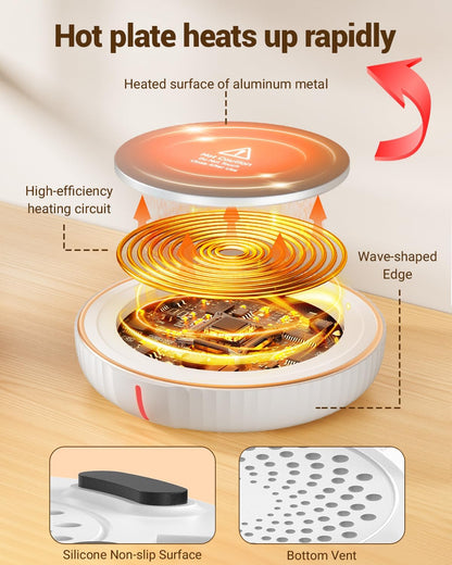 HouseGem Large Candle Warmer Plate - Coffee Cup Mug Warmer for Desk, Candle Melter, Electric Mug Heater for Beverages, Milk & Tea, Coffee Accessories Ideal Gifts Keep Cup Warm (Black)