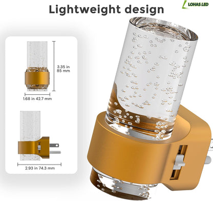 L LOHAS LED Night Lights Plug into wall, Amber Night Light with Adjustable Brightness, Plug in NightLight with Auto Light Sensor, Wall Sconce-Style Design Night Light for Bathroom,Hallway, 2 Pack