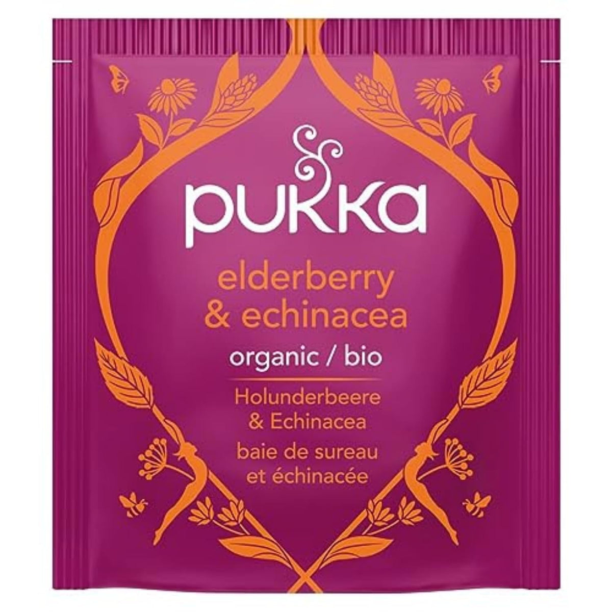 Pukka Elderberry & Echinacea Organic Herbal Tea, Perfect for Wellness Support, Caffeine Free, 80 Total Tea Bags (20ct - Pack of 4)