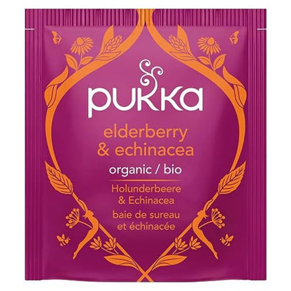 Pukka Elderberry & Echinacea Organic Herbal Tea, Perfect for Wellness Support, Caffeine Free, 80 Total Tea Bags (20ct - Pack of 4)