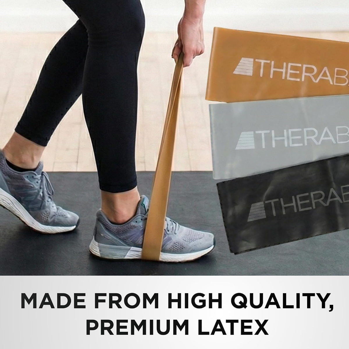 THERABAND Resistance Band Loop Set of 3, Exercise, 12", Black/Silver/Gold