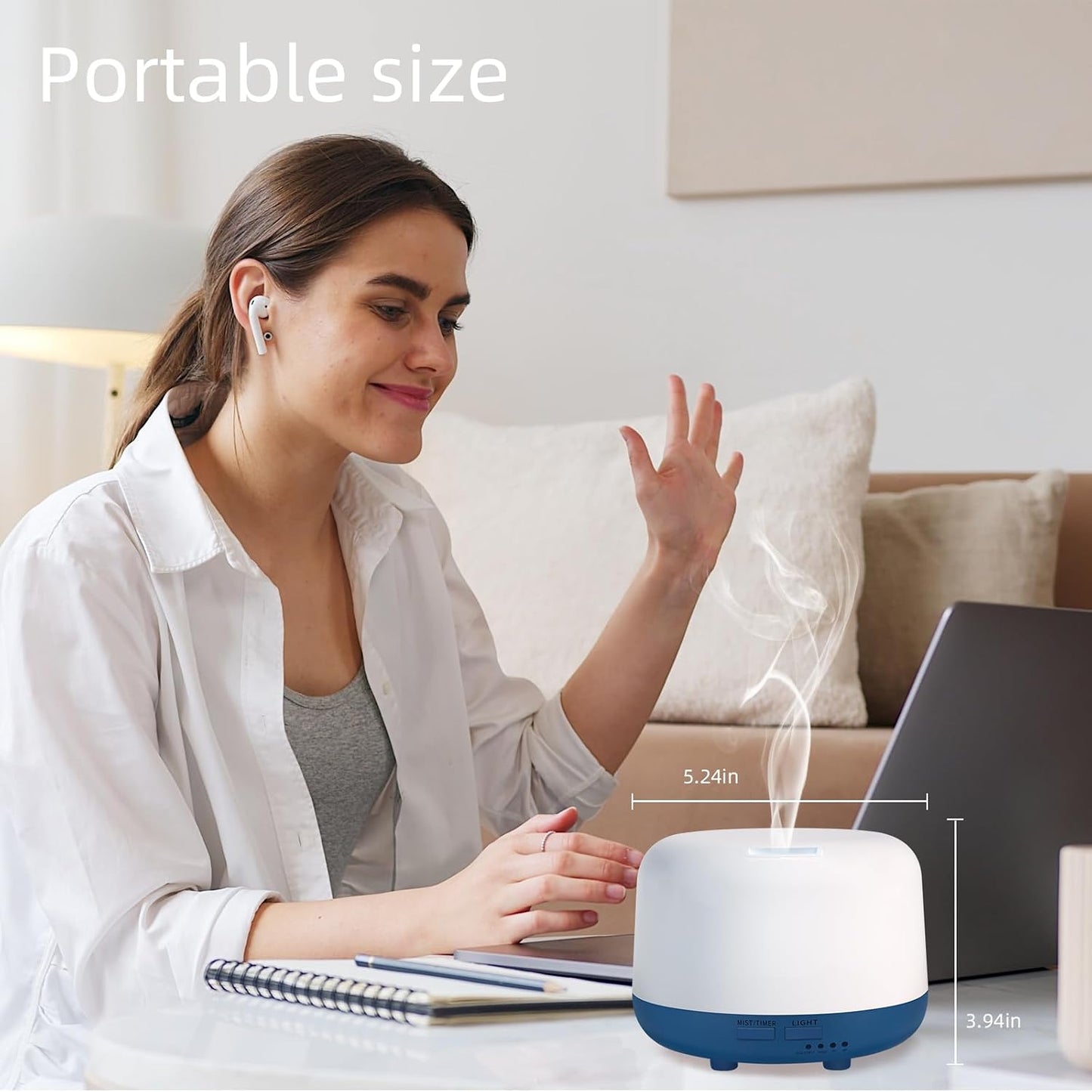 300ML Essential Oil Diffuser, Remote Control Ultrasonic Aromatherapy Oil Diffusers Cool Mist Humidifier, Waterless Auto-Off and 7 LED Light Colors for Bedroom, Yoga, SPA, Baby