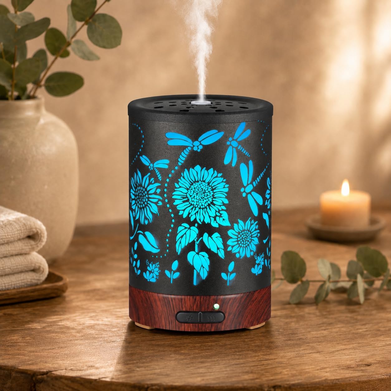 Essential Oil Diffuser, Ultrasonic Diffuser for Essential Oil, Cool Mist Humidifier Aromatherapy Diffuser with 7 Color Lighting Changing Modes, Waterless Auto Shut-Off for Home（Flower Fairy）