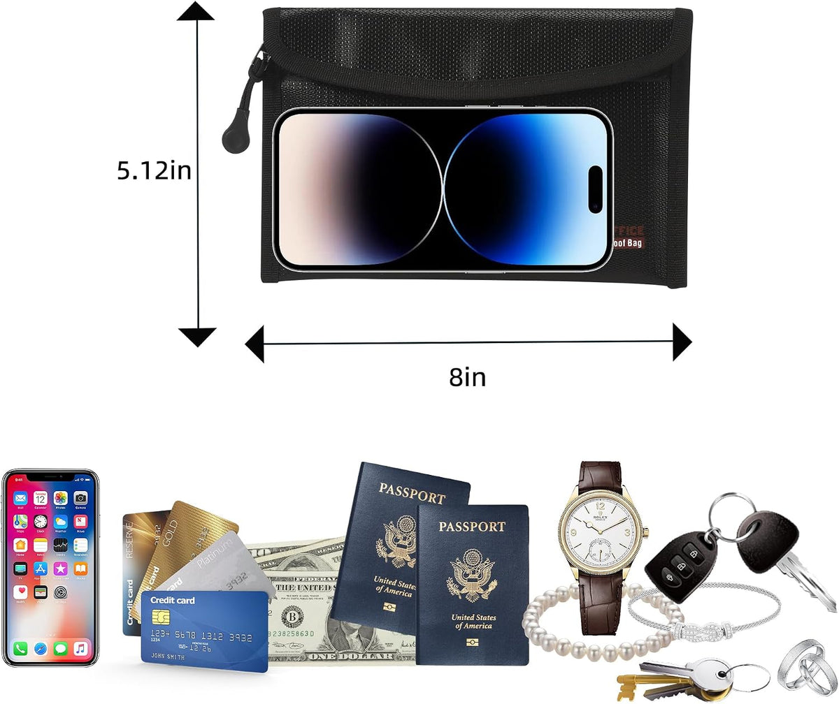 3 Pcs Fireproof Waterproof Document Bag(2000℉), Fire and Water Resistant Safe Zipper Storage Organizer Pouch for A4 A5 Documents Holder, Cash, Passport, Tablet, Laptop, File, Jewelry,(Black)