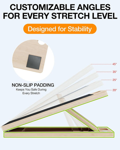 TEMI Slant Board for Calf-Stretching - Wooden Incline Wedge Stretcher for Squats, Foot & Ankle Mobility, Portable Fitness Equipment, Balance Block for Heel Stretch