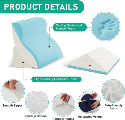 4PCS Wedge Pillow Set for After Surgery, White/Grey