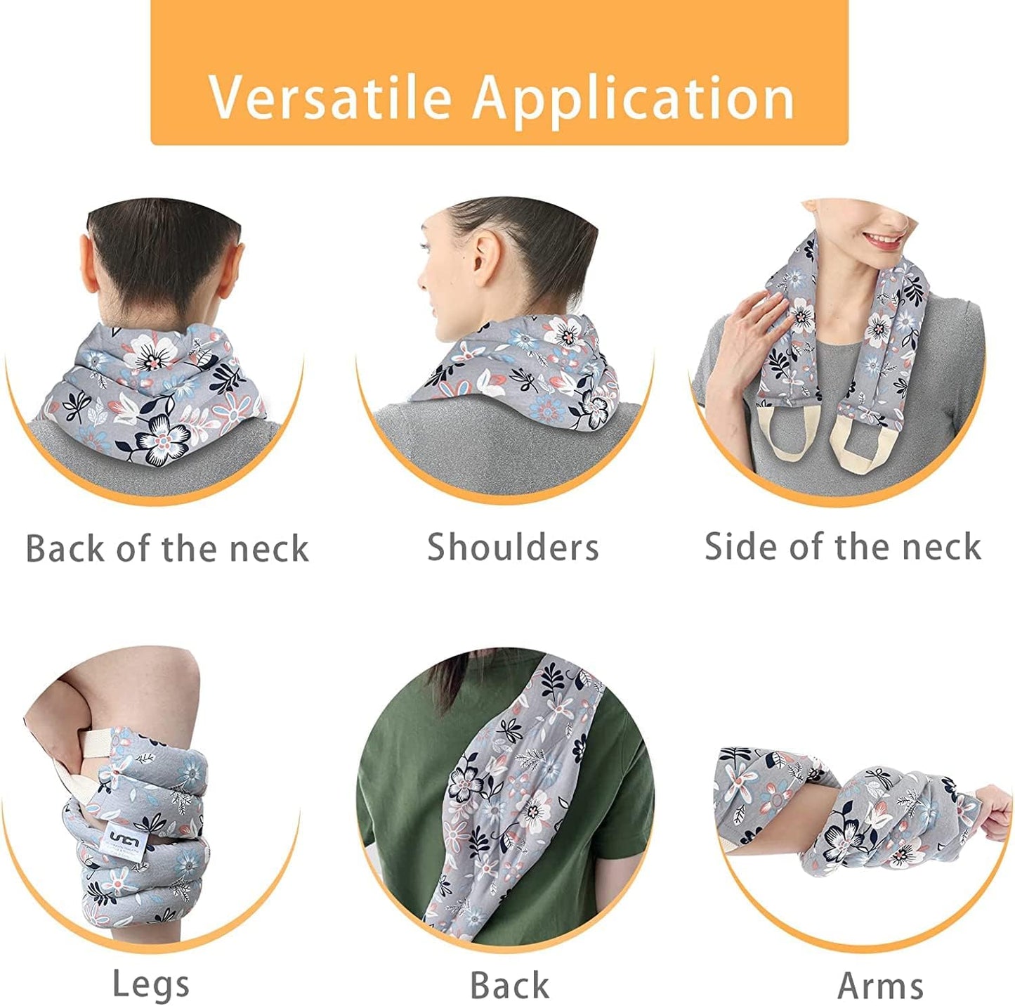UNCN Long Wide Heating Pad for Neck and Shoulders Back 33x5.9 Microwavable Large Moist Heat Pack Warm Hot Compress Neck Wrap Weighted Bag Massage Reusable Herbal Nature Calming Portable 1.95Pounds