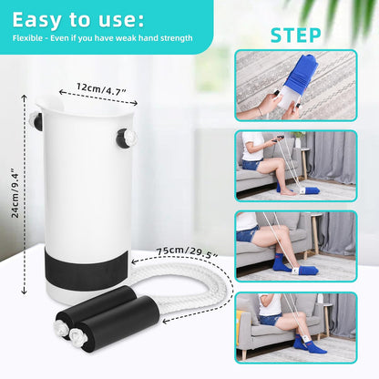 Sock Aid Device for Seniors Kit (Sock Aide and Dressing Stick) - Sock Helpers to Put on Your Socks No Bending - 35" Adjustable Extended Shoe Horn & Sock Puller Aid Easy On and Off