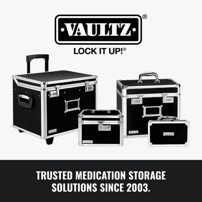 Vaultz Secure Security Lock Boxes - Safe Combination Lock Box, Storage for Documents, Valuables, Medicine & Money - 9.88 x 7.75 x 7 Inch - Black/Chrome