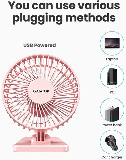 Gaiatop USB Desk Fan, Small But Powerful, Personal Portable Quiet 3 Speeds, Adjustable Mini Table Desktop fan for Cooling Home Office Car Summer Travel Gifts Blue