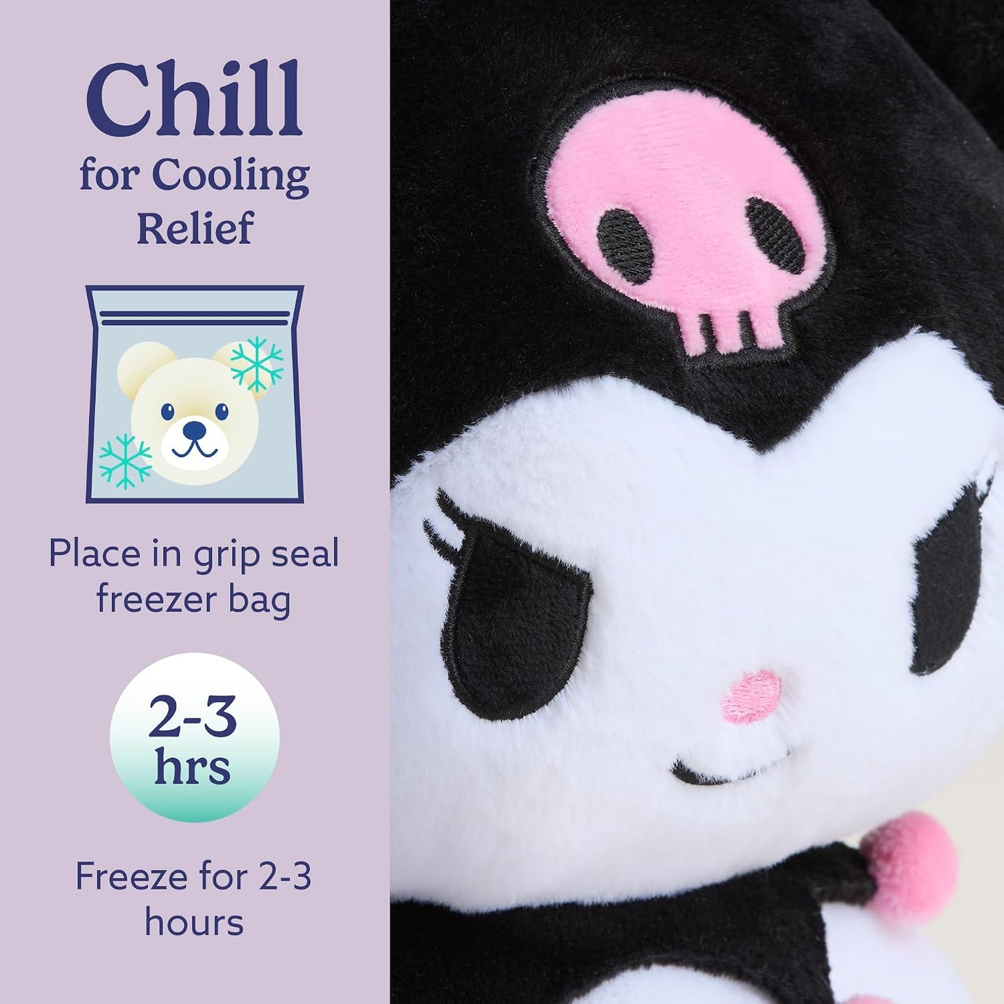 warmies x Hello Kitty - Microwavable & Weighted Stuffed Animals, Kuromi - Heated Stuffed Animal Plushie for Warmth & Comfort - Scented Soft Plush Toys for Adults & Children (Boys & Girls)