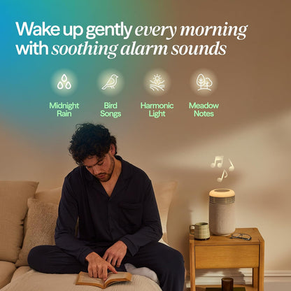 BLUEAIR Air Purifier & Sunrise Alarm Clock for Bedroom, Nursery – HEPASilent™, Wake-Up Light, White Noise & Soothing Sounds for Natural Sleep, USB-C, Mini Restful