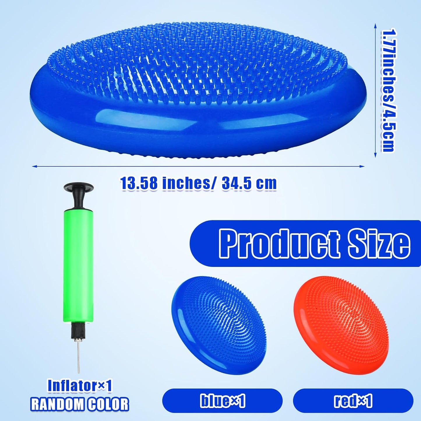 Silipull 2 Pcs Wiggle Seat Inflated Wobble Cushion Flexible Balance Disc with Air Pump for Core Stability Strengthening Improving Posture Physical Exercise