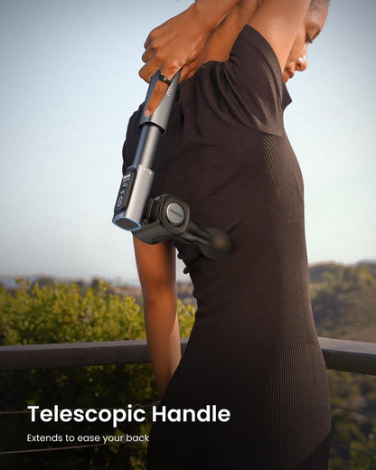RENPHO Foldable Massage Gun with Extension Handle for Back, 0-90° Adjustable Angle, FSA Eligible, Handheld Percussion Deep Tissue Massager with 9mm Amplitude for Pain Relief HSA, Gifts for Men Women