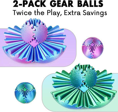 Gear Ball Fidget Toys Steampunk Gear Sphere Stress Relief for Kids Adults 3D Printed Unique Funny Birthday Gift for Christmas White Elephant Stocking Stuffer Easter (Ombre Purple, Dia. 2.5" )