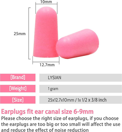 LYSIAN Ultra Soft Foam Earplugs for Sleeping, 38dB SNR Noise Reduction Ear Plugs for Snoring, Shooting, Study, Work and Travel, 60 Pairs, Purple