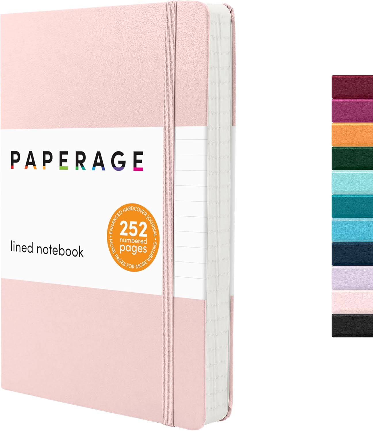 PAPERAGE Lined Journal Notebook, Hardcover Journal for Women & Men, 160 Pages, (5.6 in x 8 in), College Ruled Journaling Notebook for Work, School Supplies & Note Taking, (Black)