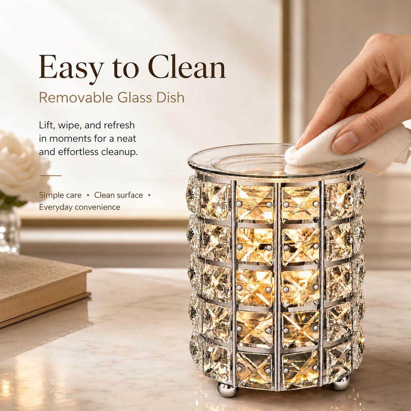 Leyoue Electric Crystal Wax Melt Warmer - Bulb Heating, Elegant Crystal Design, Quickly Melts Wax Blocks, Releases Long-Lasting Fragrance, Perfect Candle Wax Burner and Wax Warmer for Home Decor